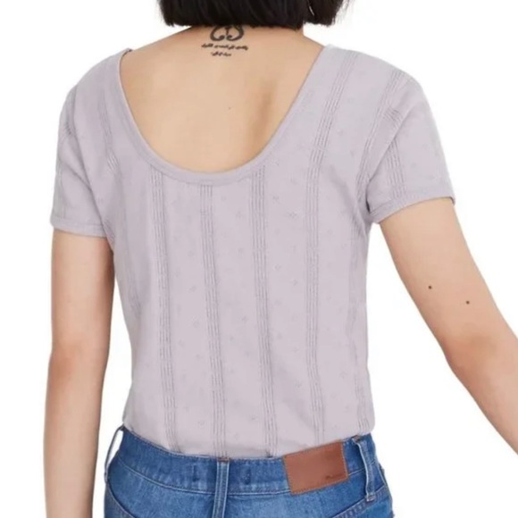 Madewell Pointelle Ribbed Tee VIOLET DUSK - Picture 3 of 6